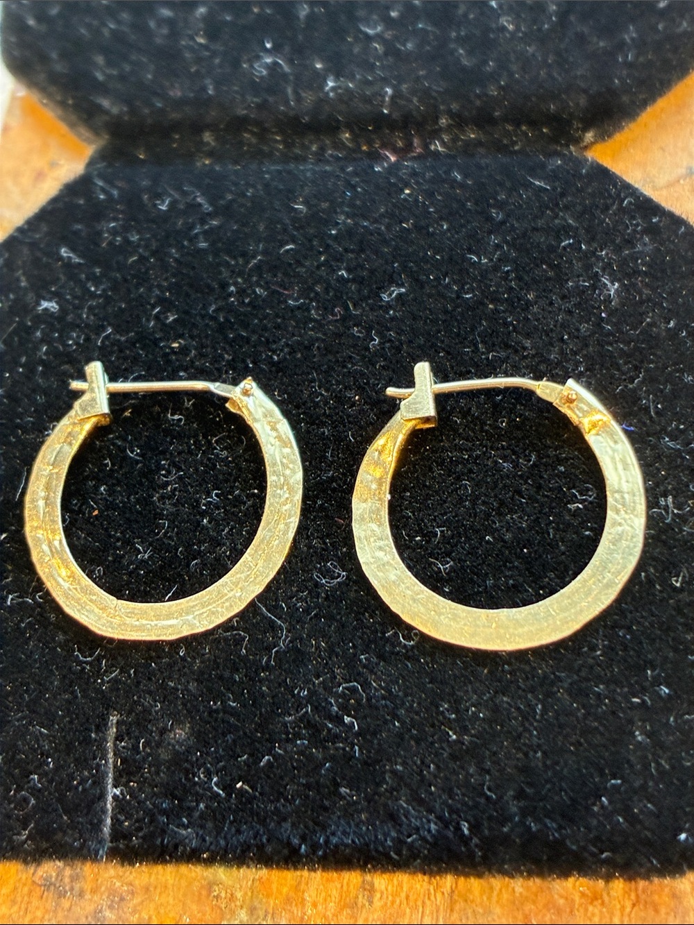 14 k Gold Pounded Hoop Earrings - A Classic